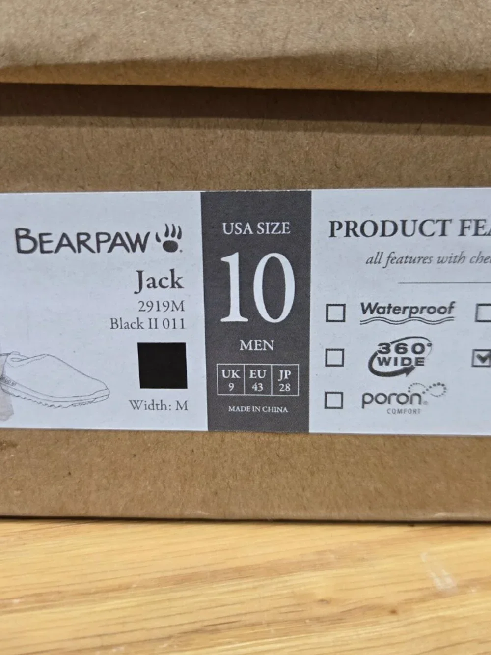 BEARPAW Jack Men’s Slip‐On Shoes – Black – Size 10 – New With Box